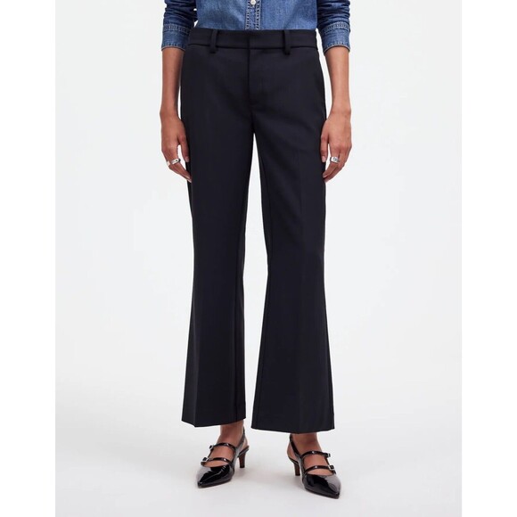 MADEWELL Petite Kick Out Crop Pants in Wool-Blend Twill 4P True Black B16 - Picture 1 of 7